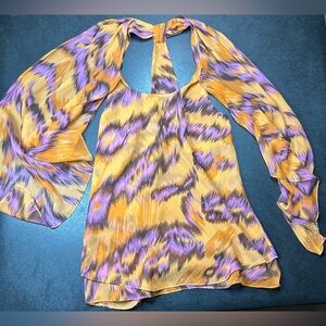 Diane Von Furstenberg Size 4 100% Silk Orange Blouse